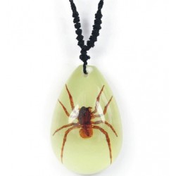 Necklace - Brown Recluse Spider (Glow - Teardrop)