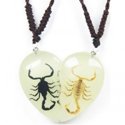 Necklace - Black & Yellow Scorpion (Glow Heart Set)