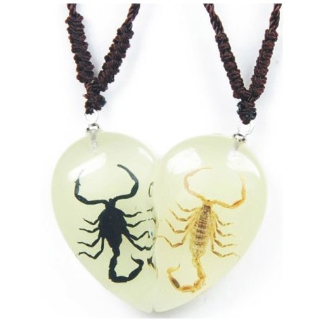 Necklace - Black & Yellow Scorpion (Glow Heart Set)