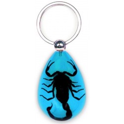 Keychain - Yellow Scorpion (Light Blue - Teardrop)